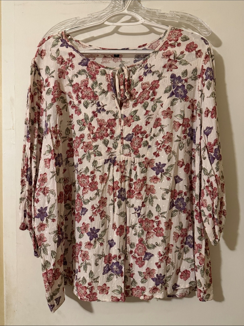 Papermoon Cream Tunic with Pink & Purple Floral Print